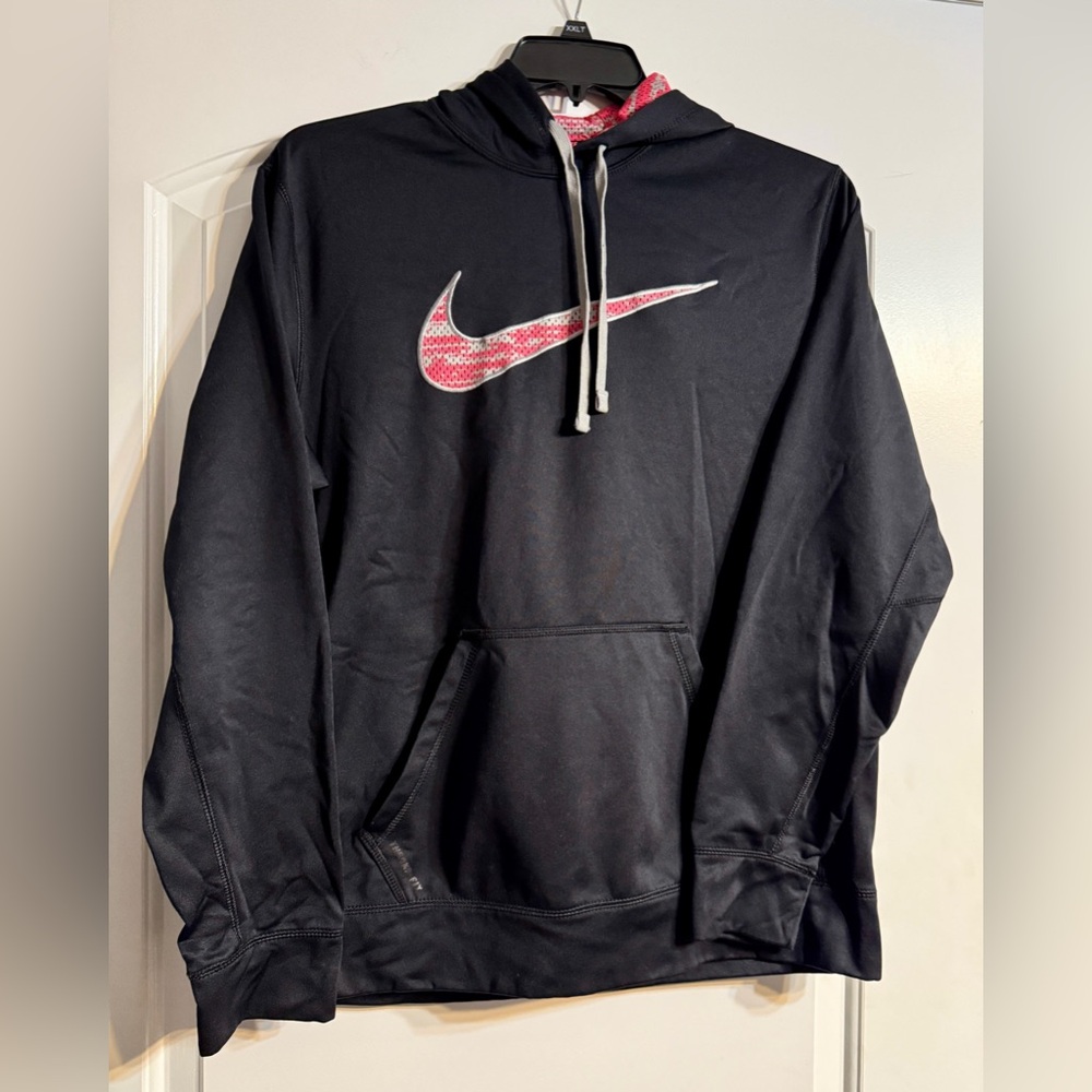 Nike Hoodie Women‎ Large Black Pink Excellent Therma-FIT Pullover Gorpcore Cozy